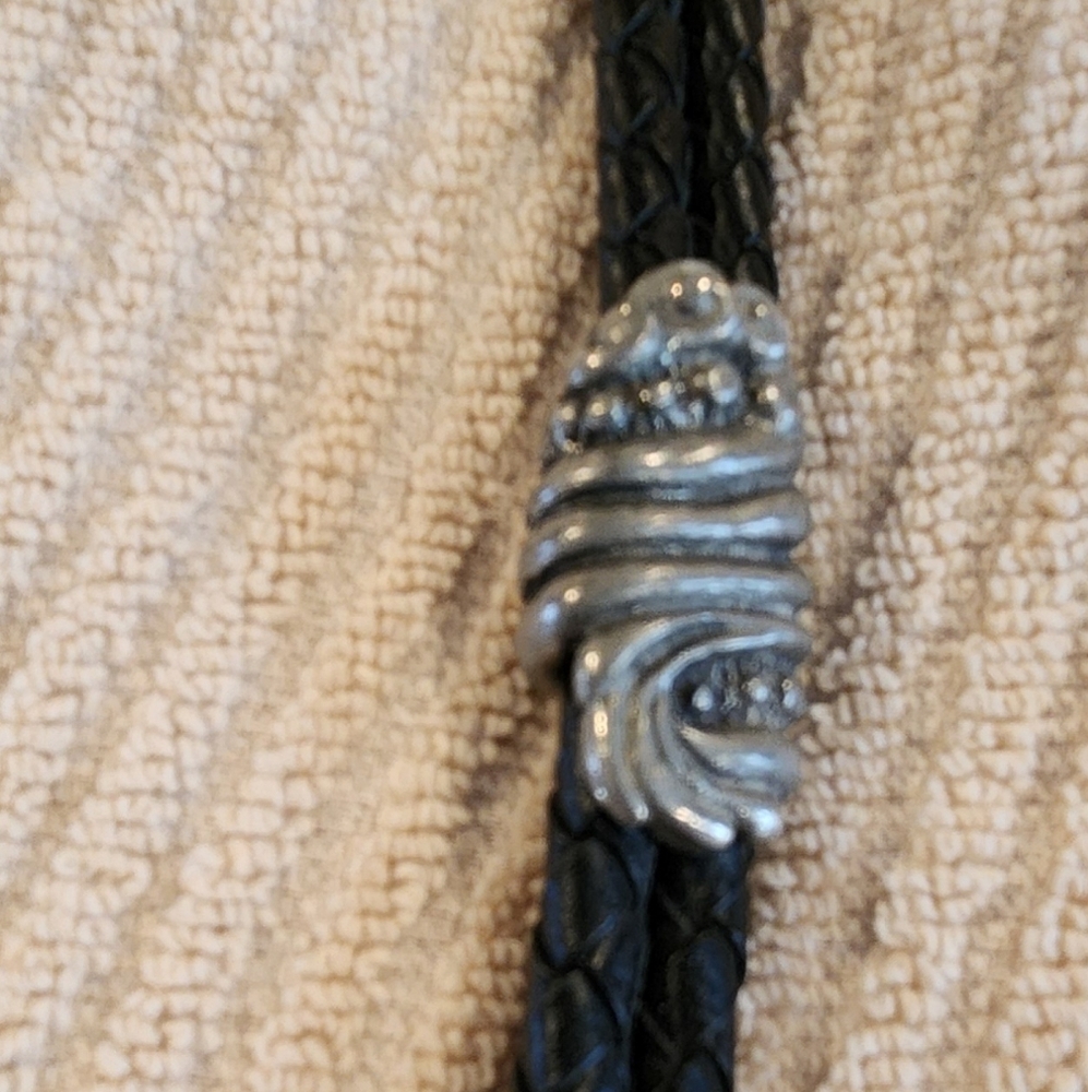 Black Braided Leather Belt with Silver Buckle